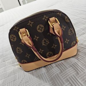 Brown Monogram Dome Satchel Handbag - Unbranded